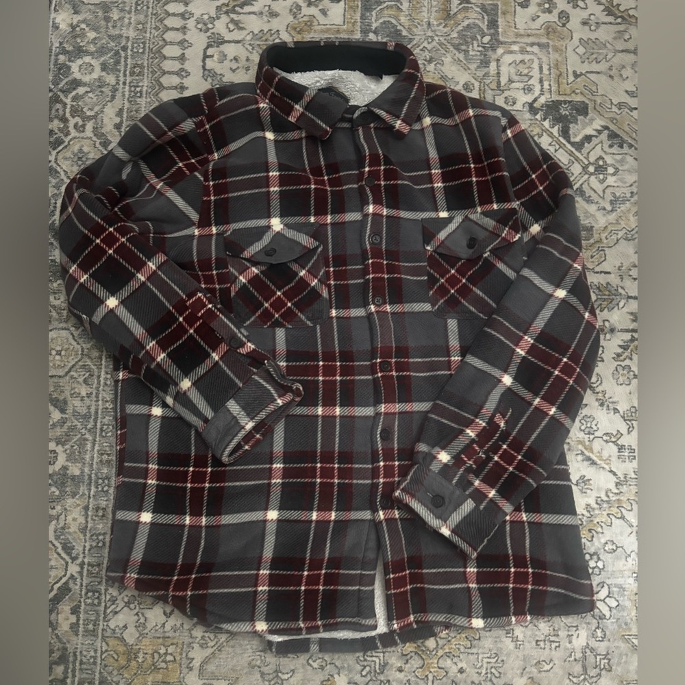 Classic Plaid Button Down Shirt - Black and Red